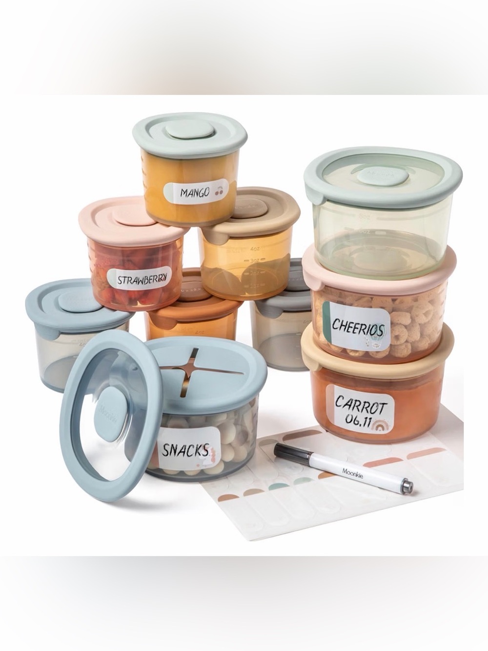 10-Pack Moonkie Silicone Baby Food Containers